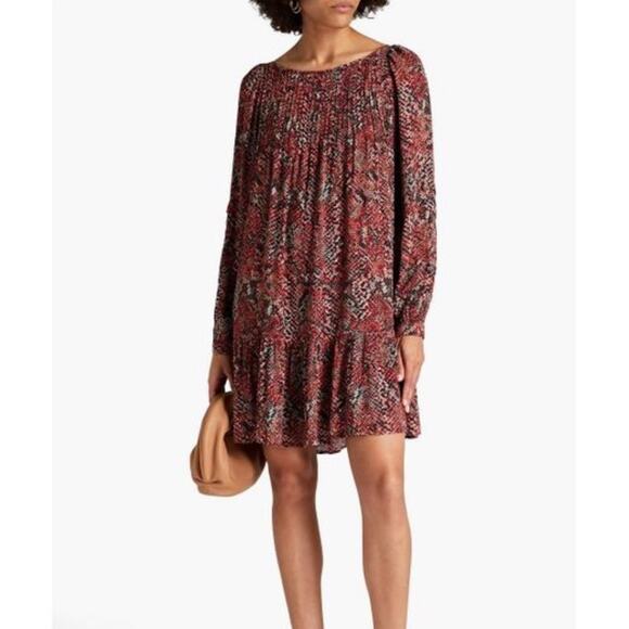 NICHOLAS Women's Devan Gathered Snake-print Crepe Mini Dress Size 4 NWT - Picture 3 of 14